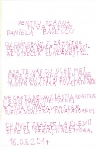 felicitarea clasei - fața doi